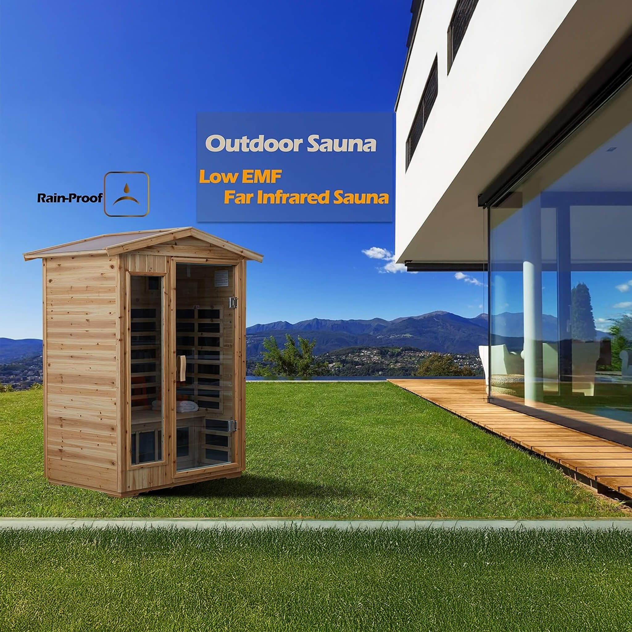 Thermora Luxury 2-Person Outdoor Low EMF Hemlock Infrared Sauna With Bluetooth And Chromotherapy Light (SAK97318)