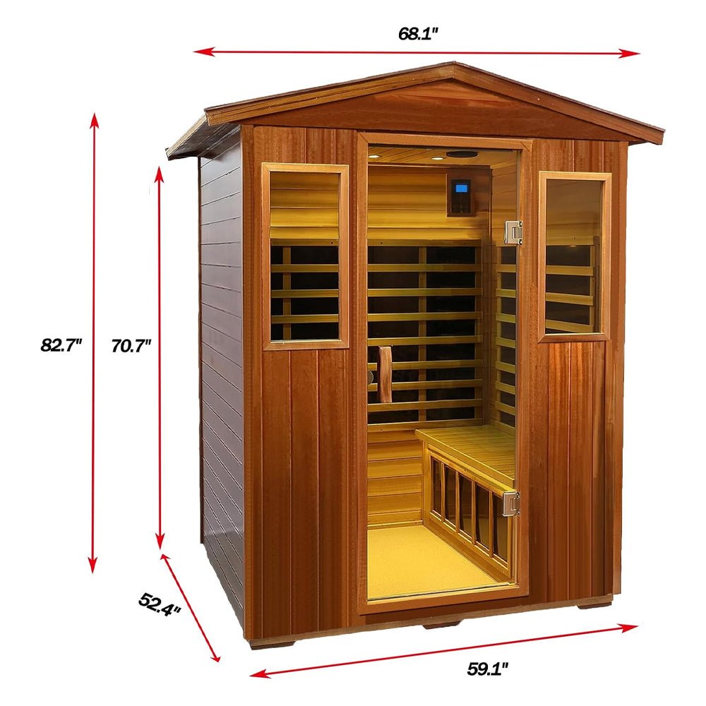 Thermora Premium 4-Person Luxury Low EMF Outdoor FAR Infrared Home Sauna With Bluetooth Audio, 2050W (SAK15372)