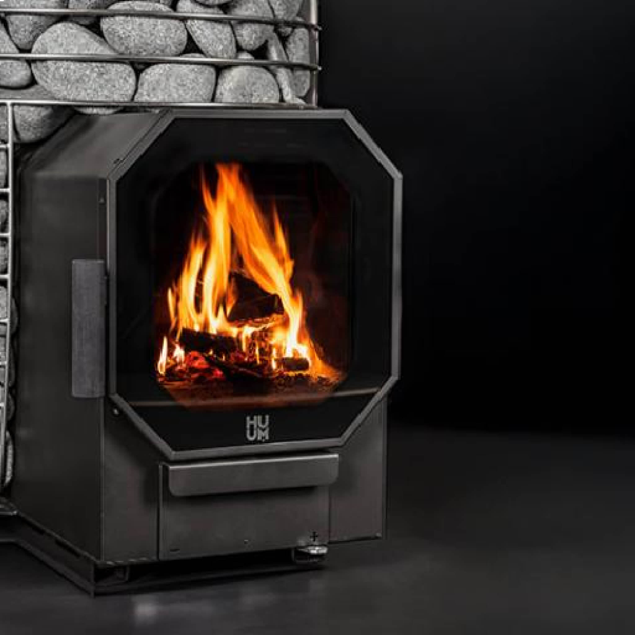 Huum Hive Flow LS 9.8KW Wood-Burning Sauna Stove With Firebox Extension & Sauna Stones [H1016012] (SAK53412)